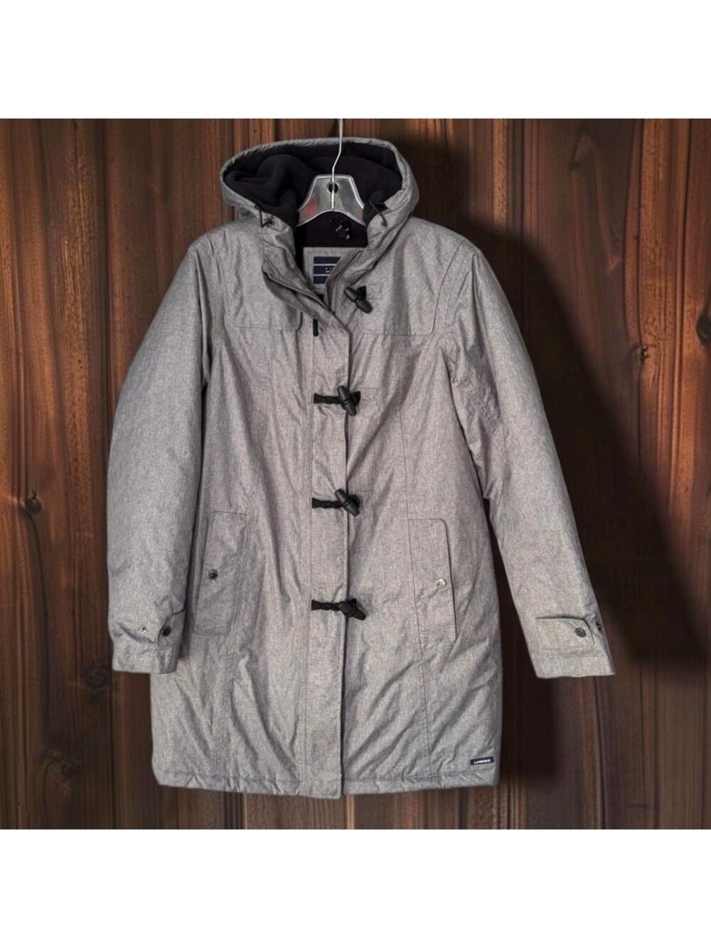 Lands’ End Womens Small 6-8 Gray Hooded Squall Duffle Coat Toggle Winter Parka